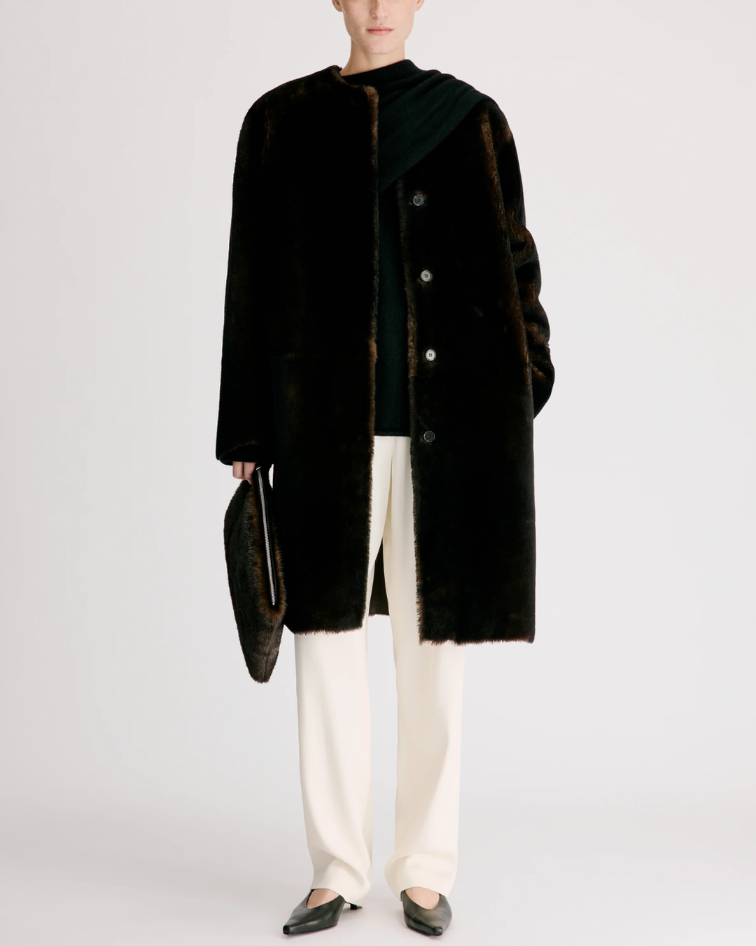 Elba Reversible Merino Shearling Coat | Dark Brown