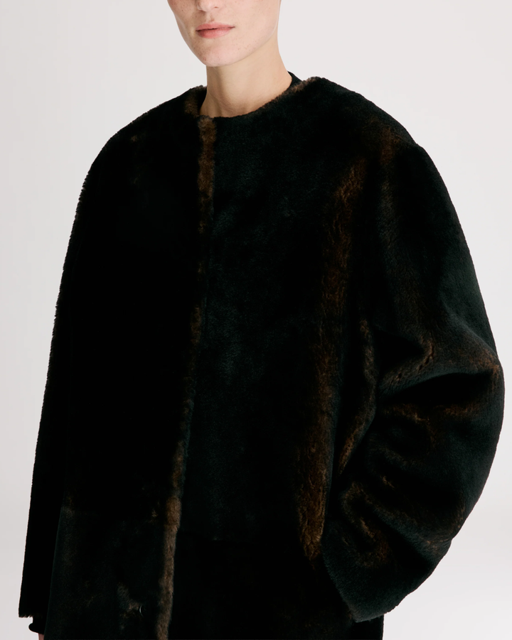 Elba Reversible Merino Shearling Coat | Dark Brown