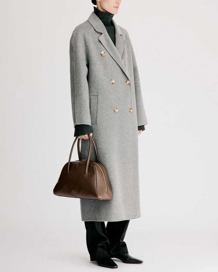 Irvin Double Breasted Coat | Grey Melange