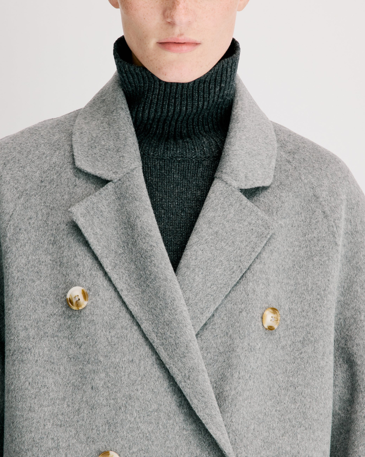 Irvin Double Breasted Coat | Grey Melange