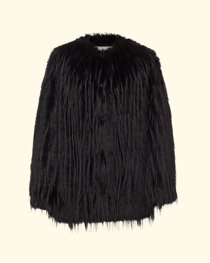 Rowe Collarless Short Coat | Black