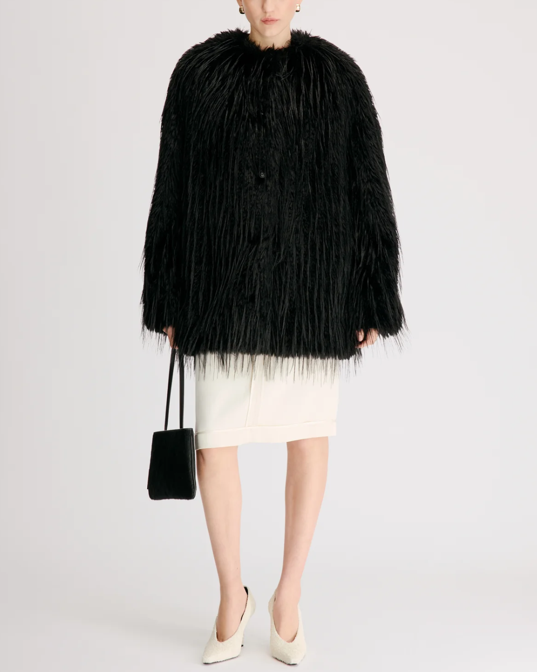 Rowe Collarless Short Coat | Black