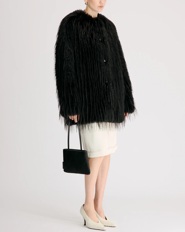 Rowe Collarless Short Coat | Black