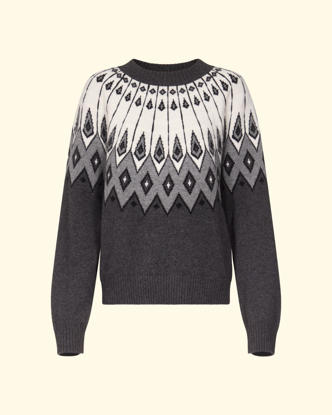 Hans Raglan Crewneck Sweater | Grey / Ivory / Black