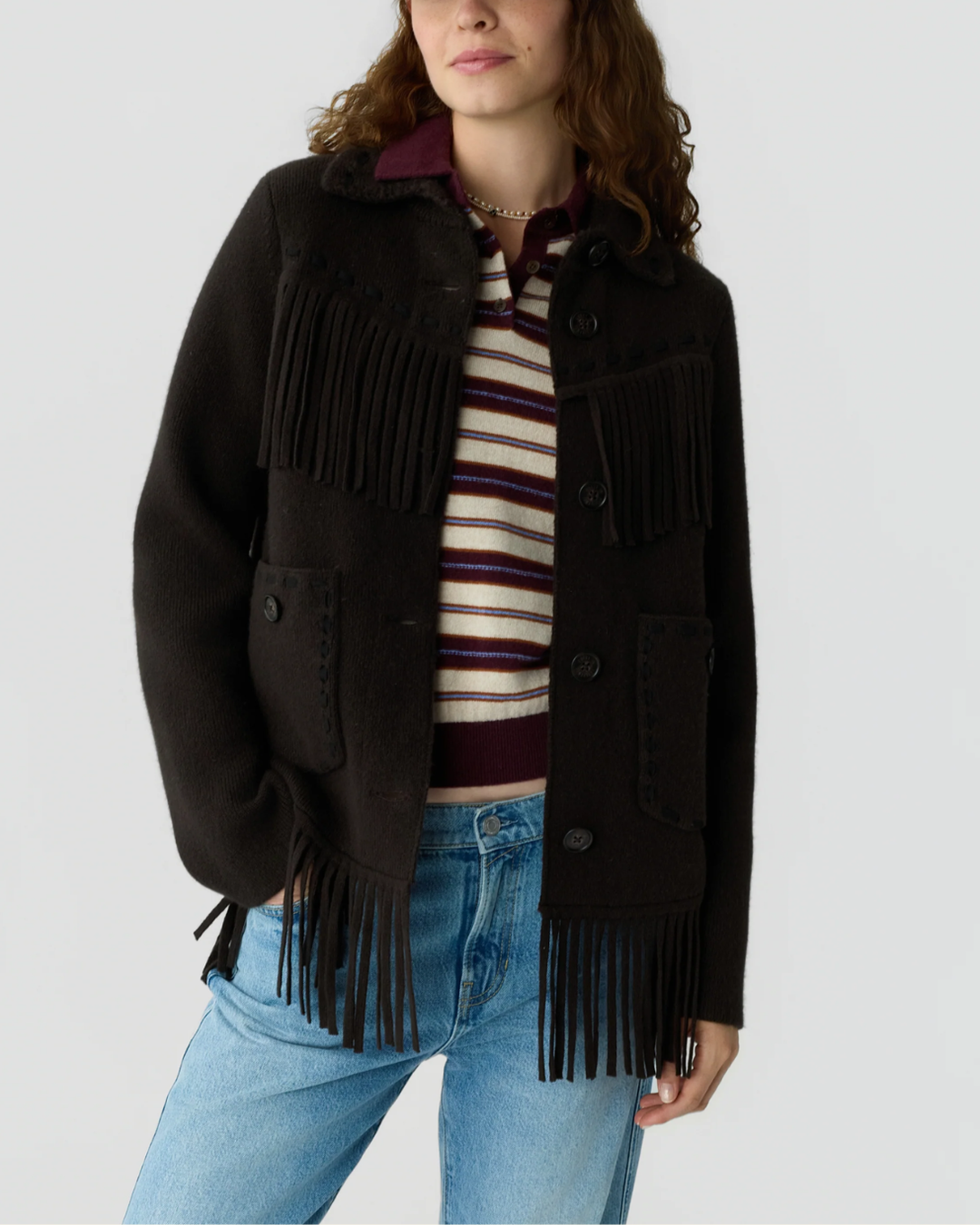 Western Fringe Jacket | Burnt Cocoa