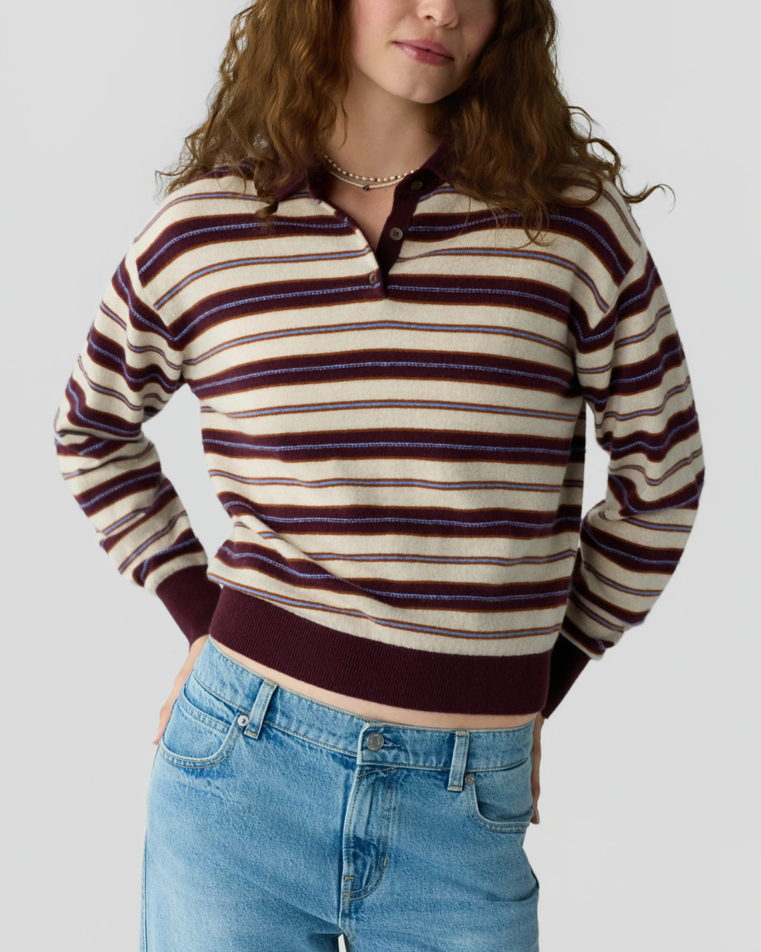 Collegiate Stripe Polo | Fig Combo
