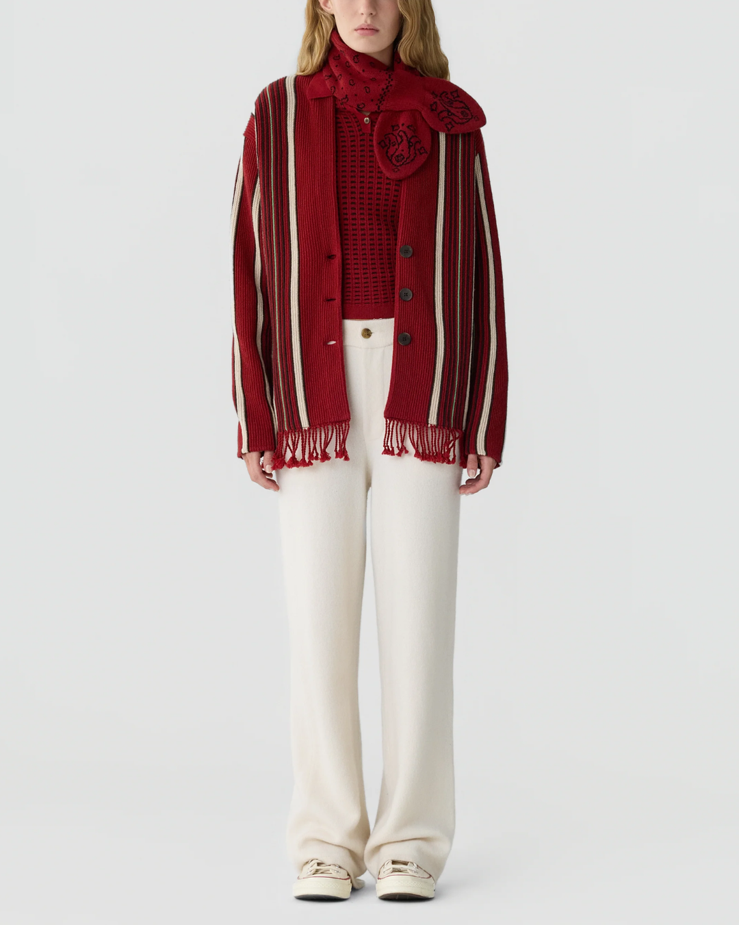 Handloom Cardigan | Carmine Combo