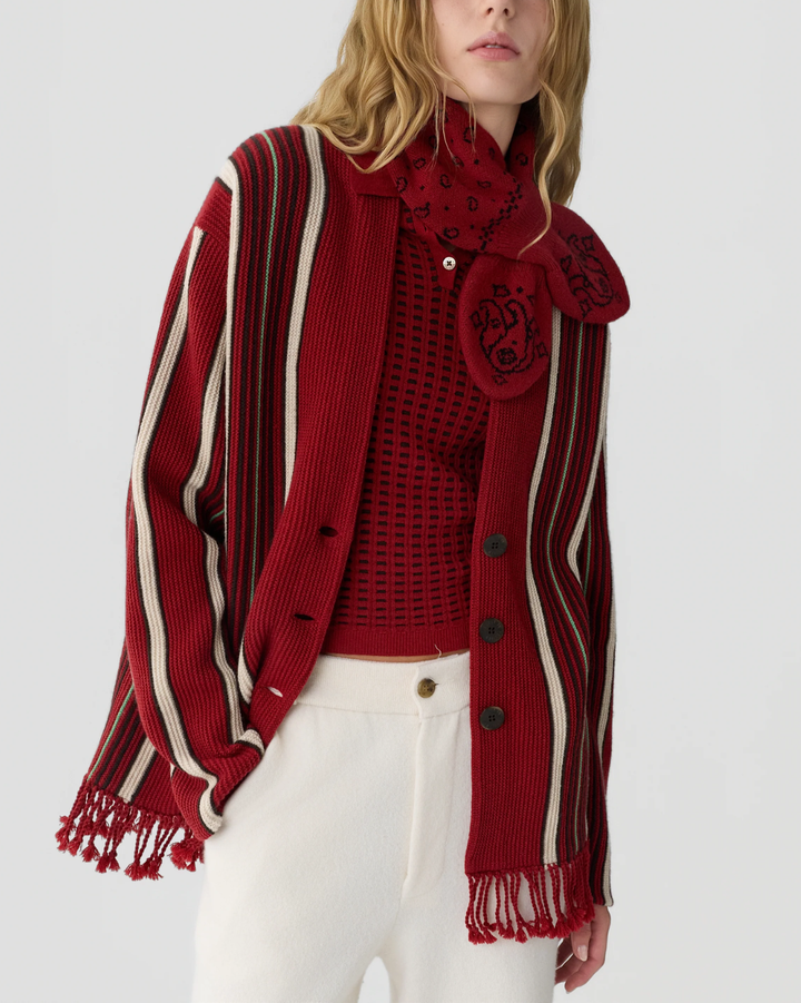 Handloom Cardigan | Carmine Combo