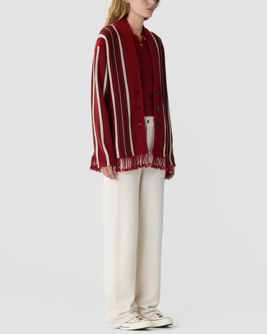 Handloom Cardigan | Carmine Combo