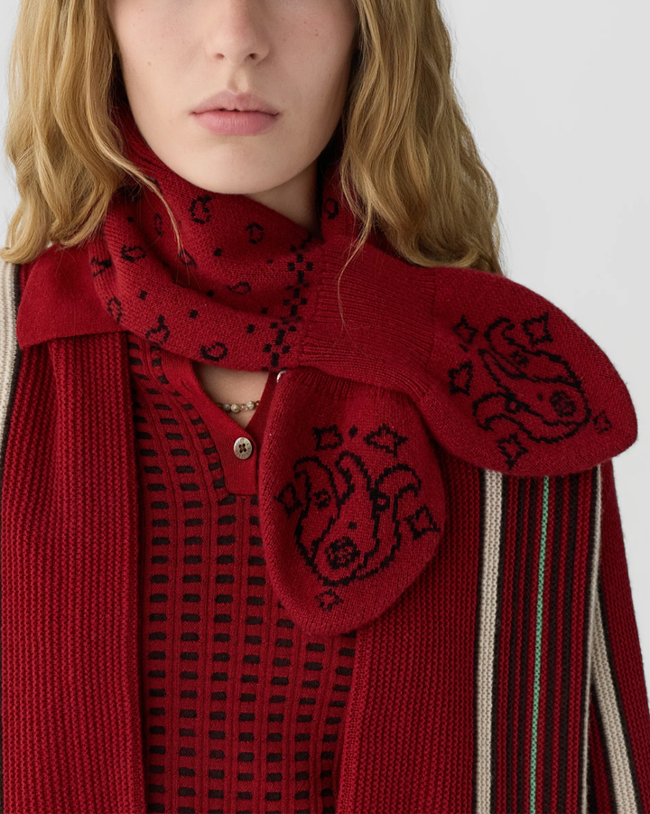 Bandana Bowtie Scarf | Carmine/ Black