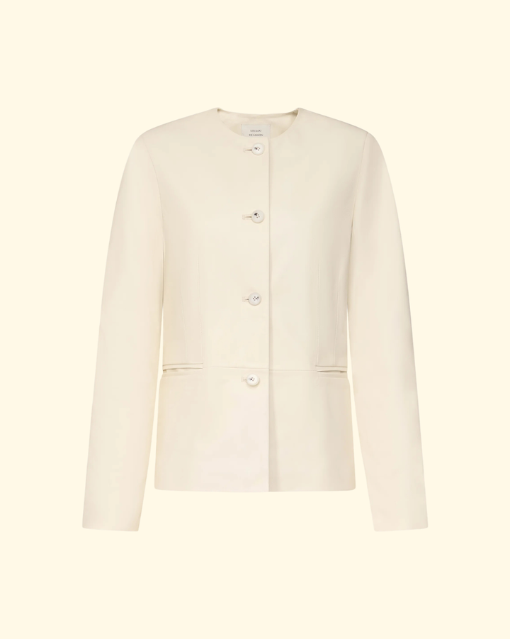 Adea Collarless Jacket | Ivory