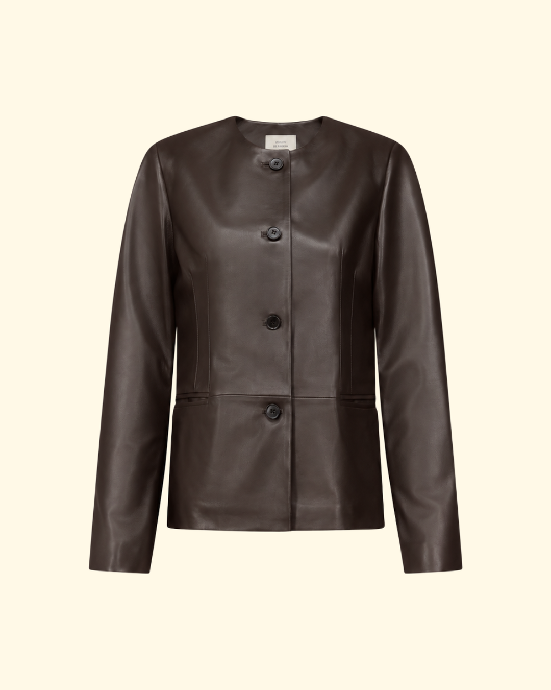 Adea Collarless Jacket | Coffee