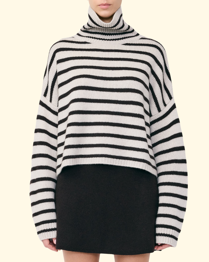 Zerlina Stripes Sweater | Oyster/ Dark Oak Stripes