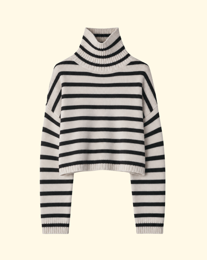Zerlina Stripes Sweater | Oyster/ Dark Oak Stripes