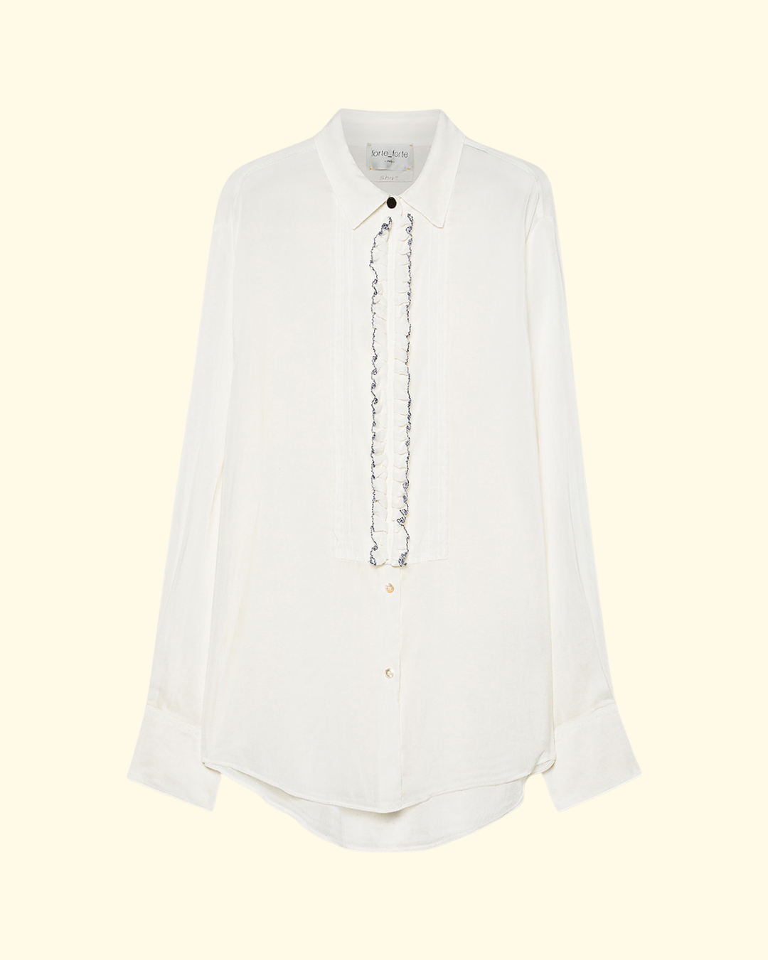 Ruched Voile Tuxedo Shirt | Diamond