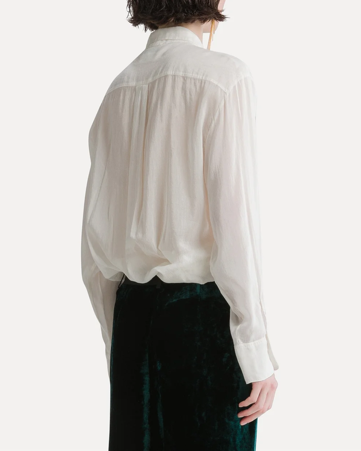 Ruched Voile Tuxedo Shirt | Diamond
