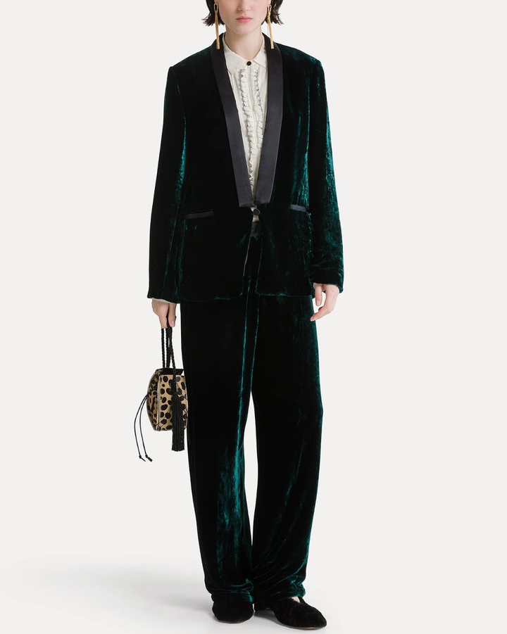 Ruched Voile Tuxedo Shirt | Diamond