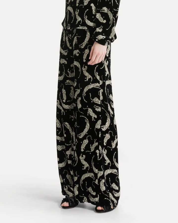 Royal Leopard Print Velvet Pants | Night