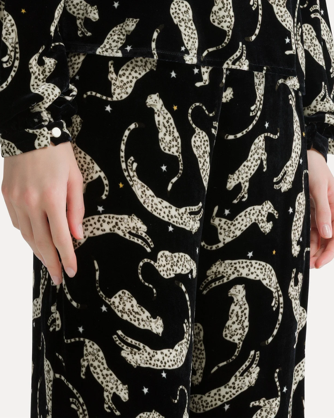 Royal Leopard Print Velvet Pants | Night