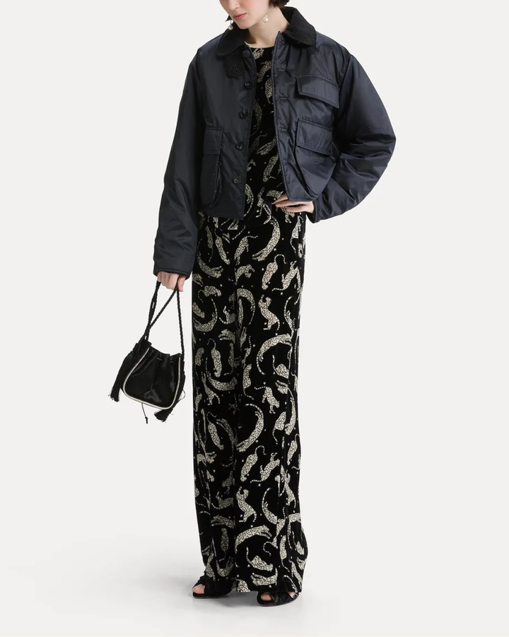 Royal Leopard Print Velvet Pants | Night