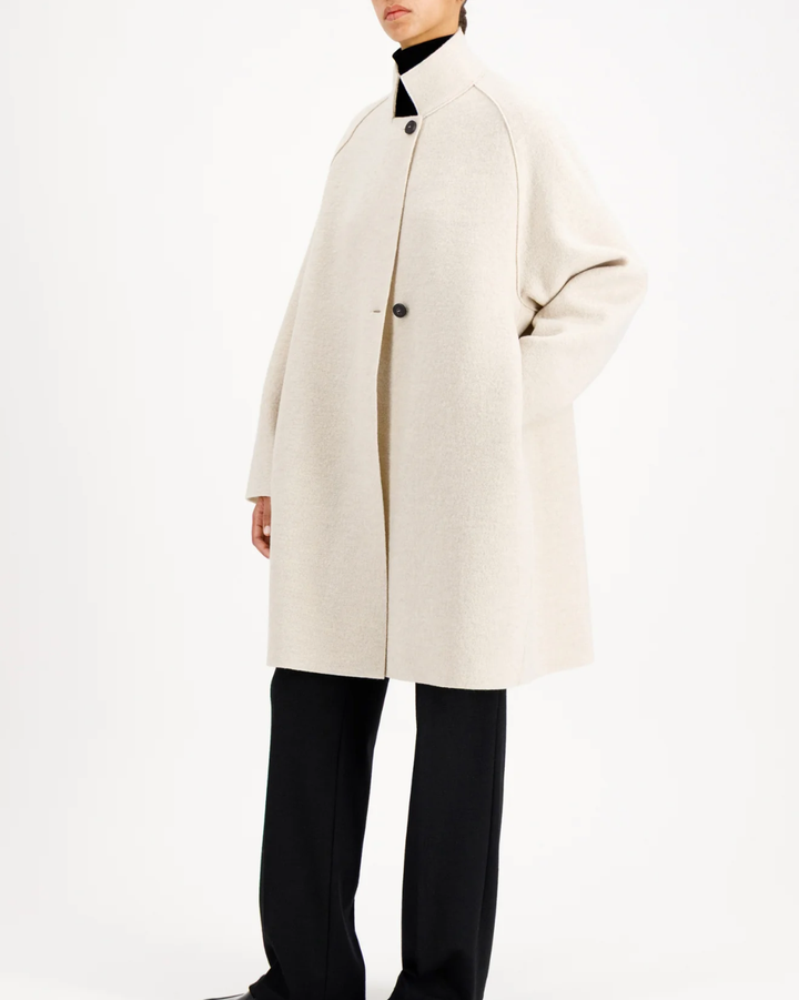Raglan Cape Boiled Wool | Oat Melange
