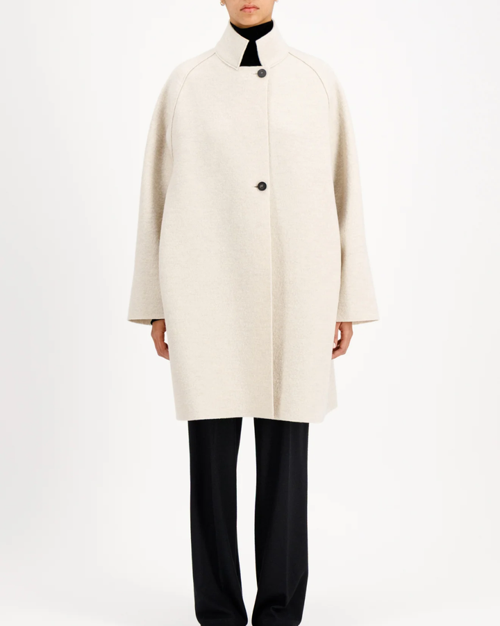 Raglan Cape Boiled Wool | Oat Melange