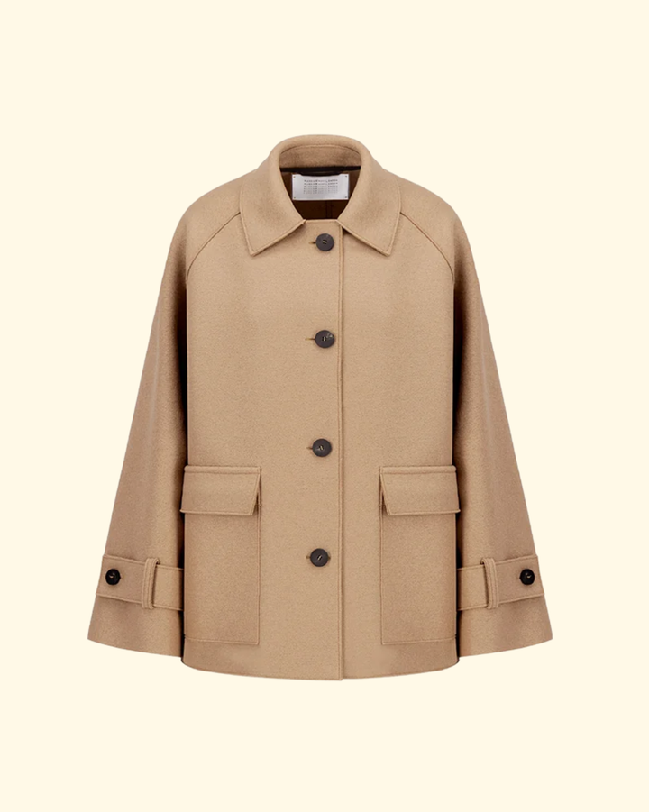 Raglan Jacket Pressed Wool | Tan