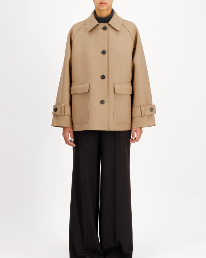 Raglan Jacket Pressed Wool | Tan