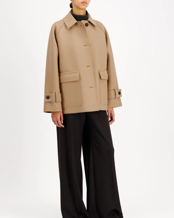 Raglan Jacket Pressed Wool | Tan