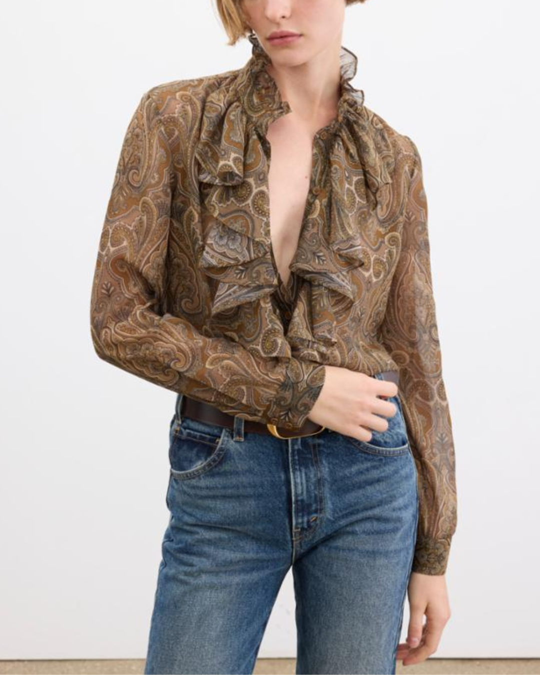 Lily Blouse | Khaki Paisley