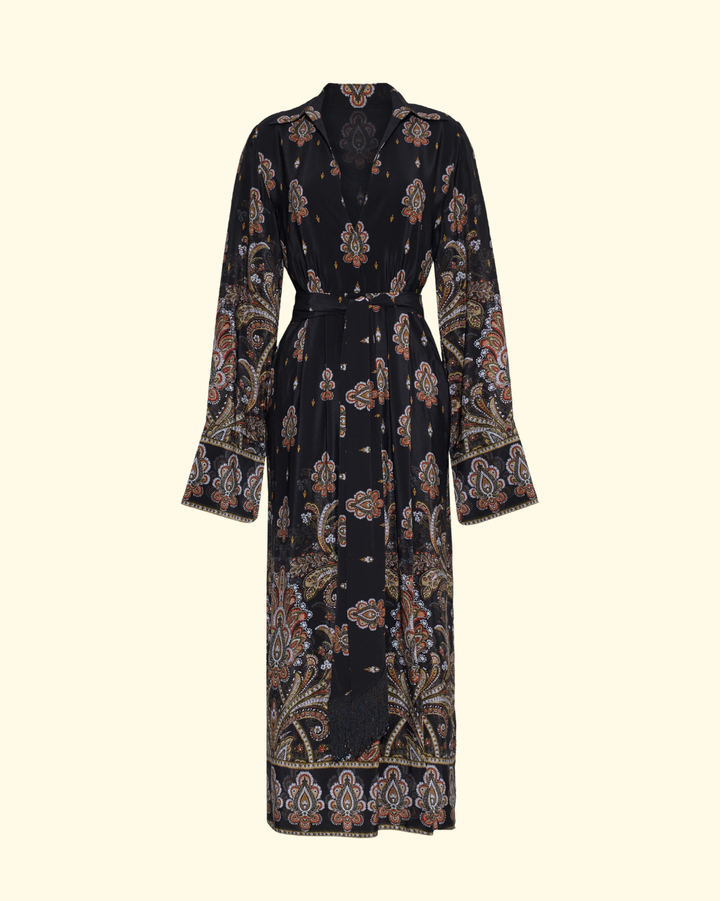 Viv Midi Dress | Castle Paisley Black