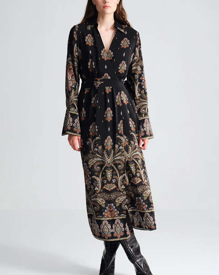 Viv Midi Dress | Castle Paisley Black