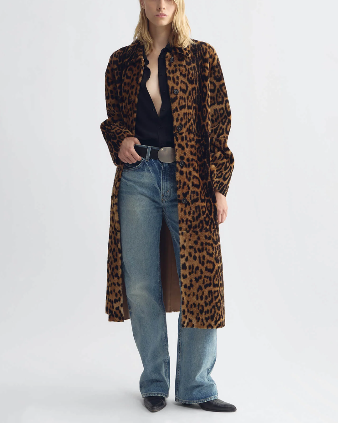 Davelle Shearling Coat | Leopard Print