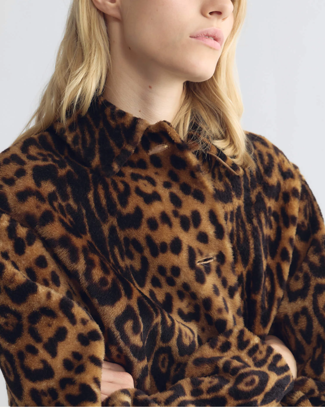 Davelle Shearling Coat | Leopard Print