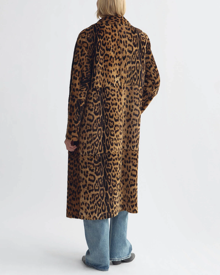 Davelle Shearling Coat | Leopard Print