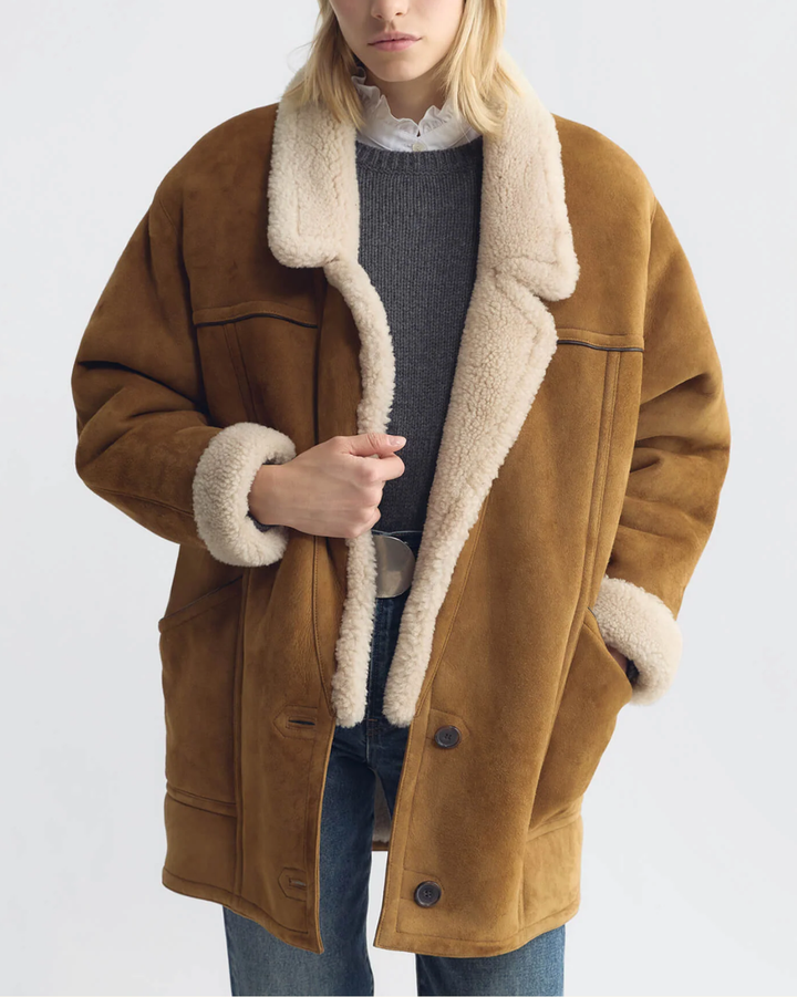 Noelle Shearling Coat | Honey/ Natural