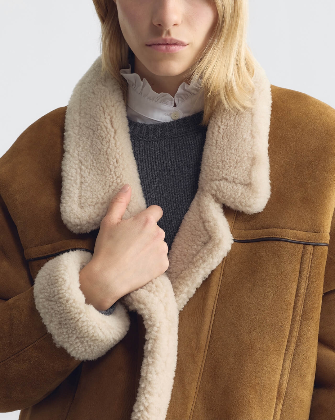 Noelle Shearling Coat | Honey/ Natural