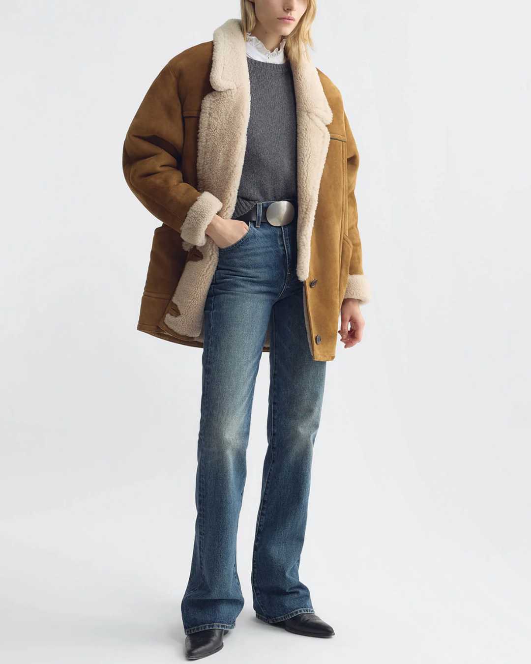 Noelle Shearling Coat | Honey/ Natural