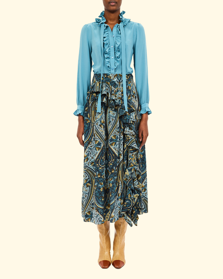 Catroux LS Silk Blouse | Heron