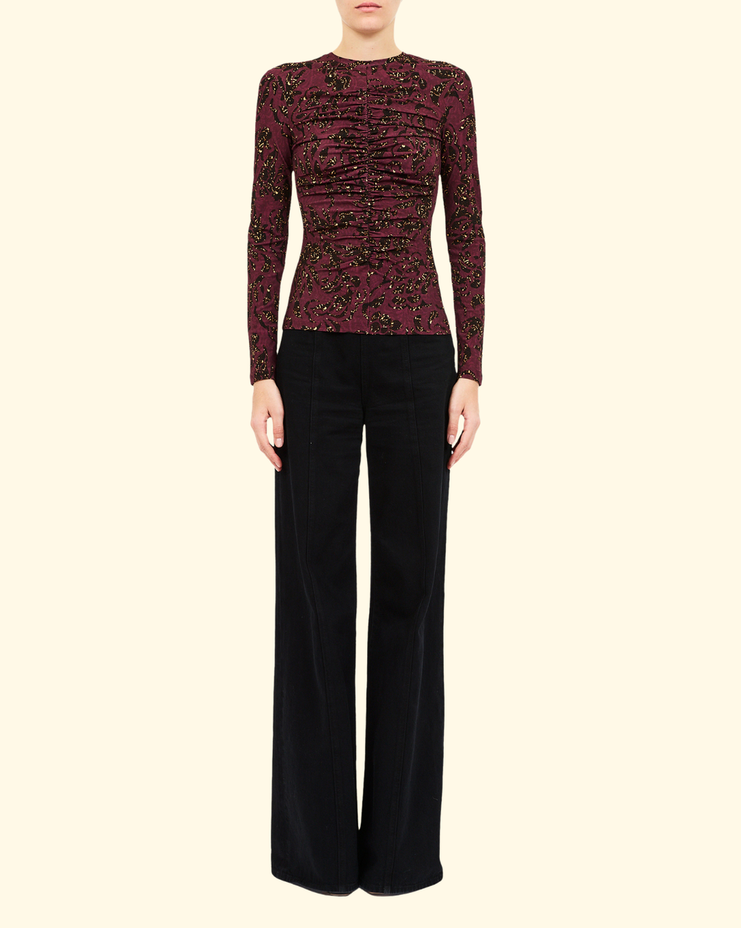 Asha LS Jersey Top | Claret Floral