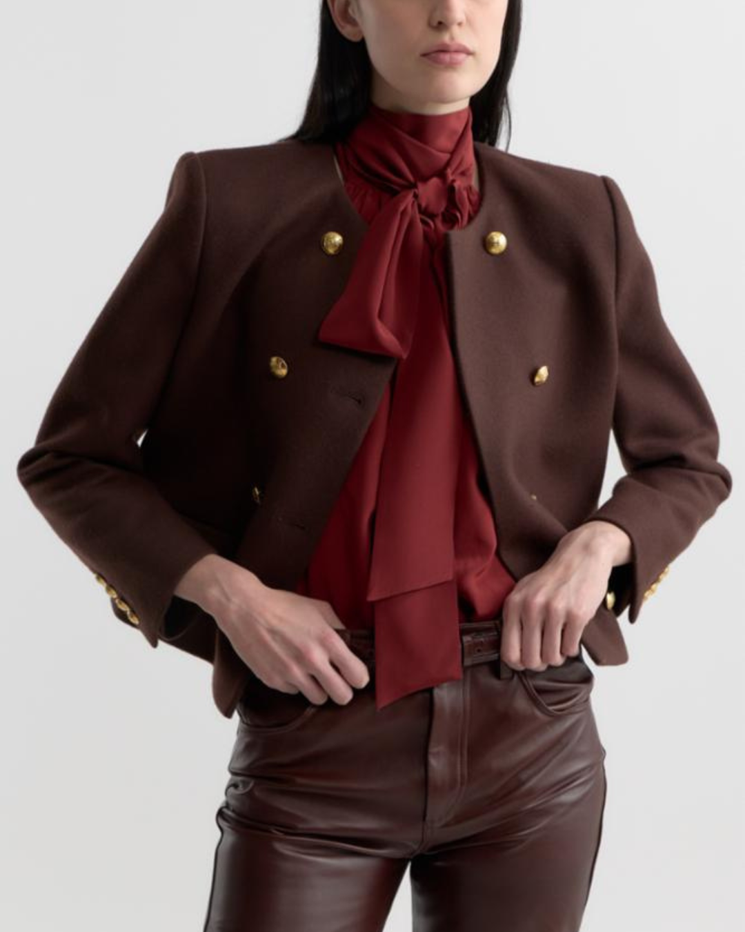 Melanie Cropped Jacket | Mahogany