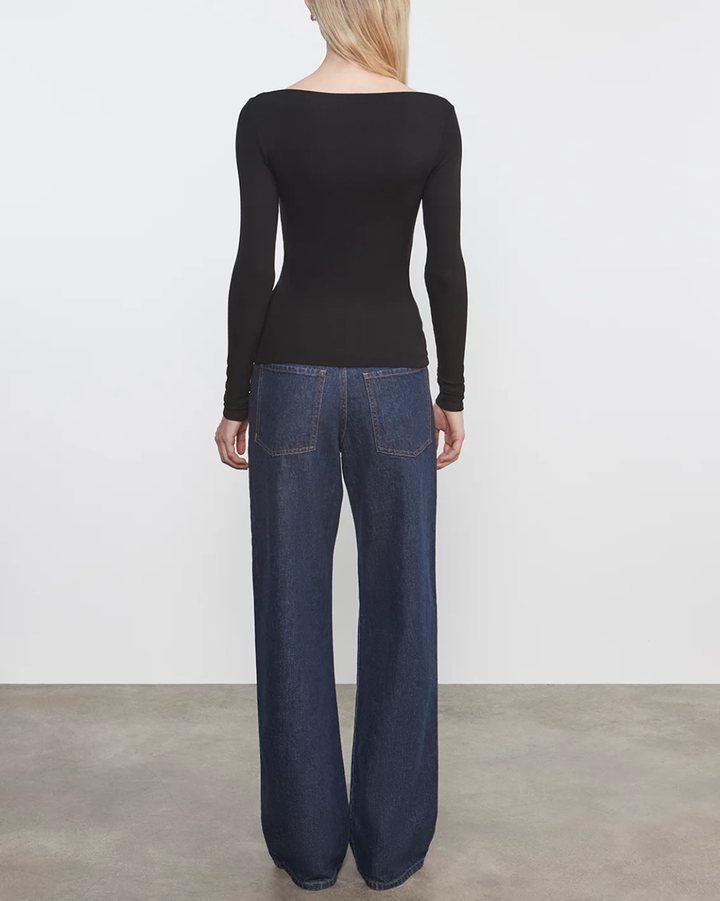 Fluid Silk Rib Boatneck | Black