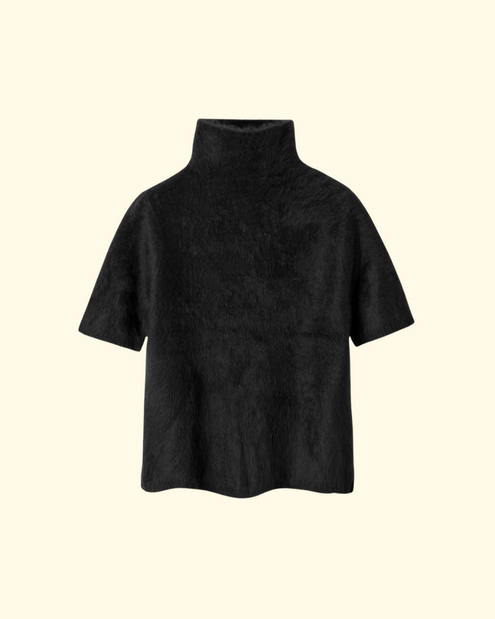 Brushed Short Sleeve Turtleneck | Black