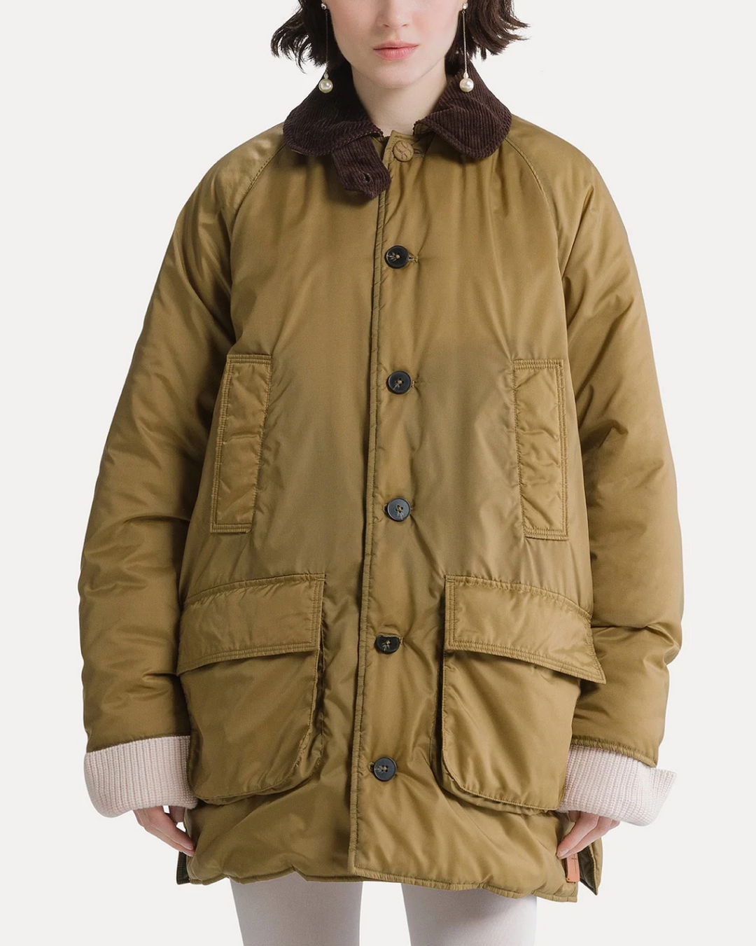 Nylon Midi Jacket | Gold