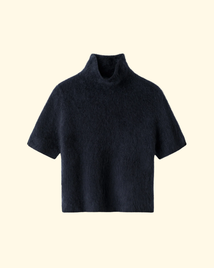 Brushed Short Sleeve Turtleneck | Navy