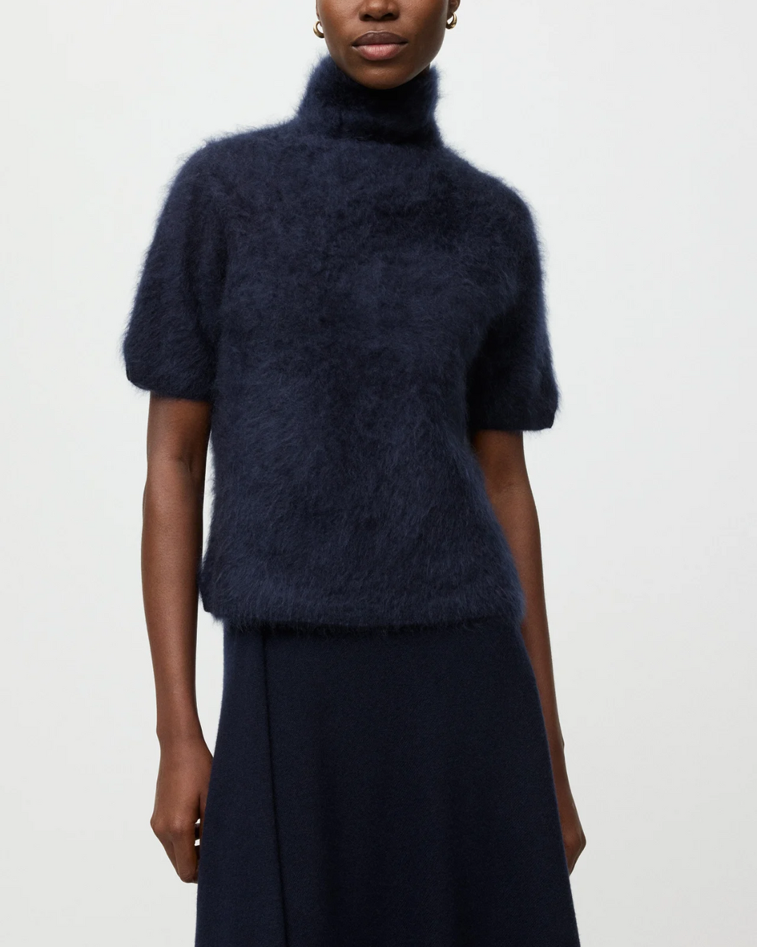 Brushed Short Sleeve Turtleneck | Navy