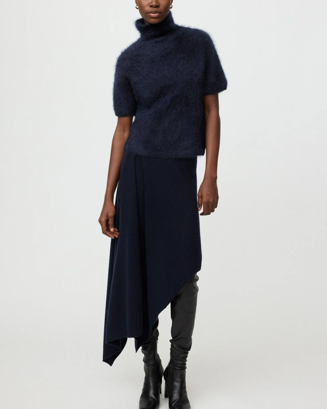 Brushed Short Sleeve Turtleneck | Navy