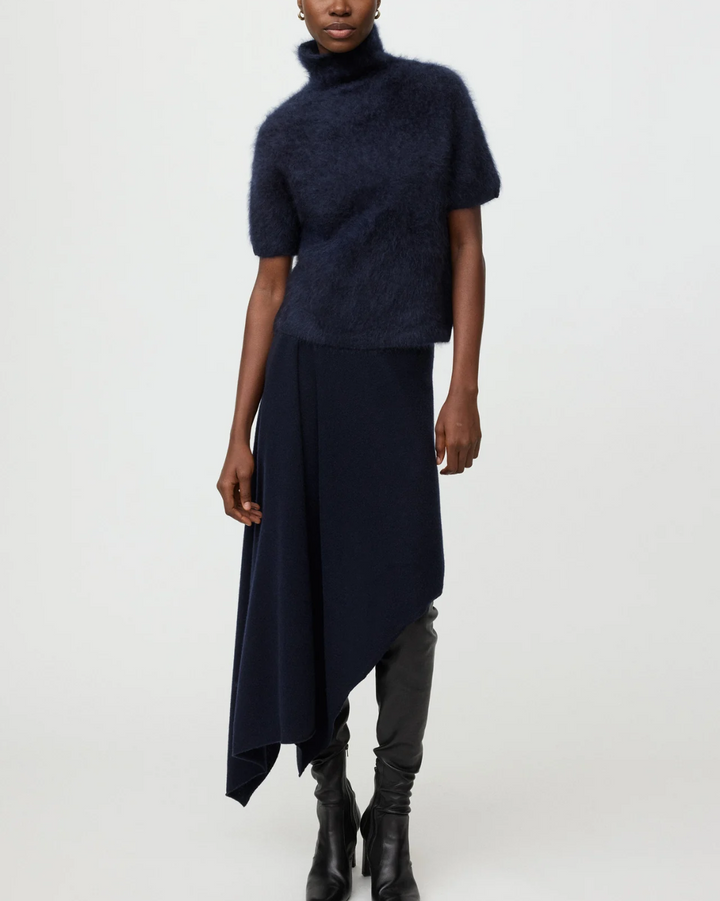 Brushed Short Sleeve Turtleneck | Navy