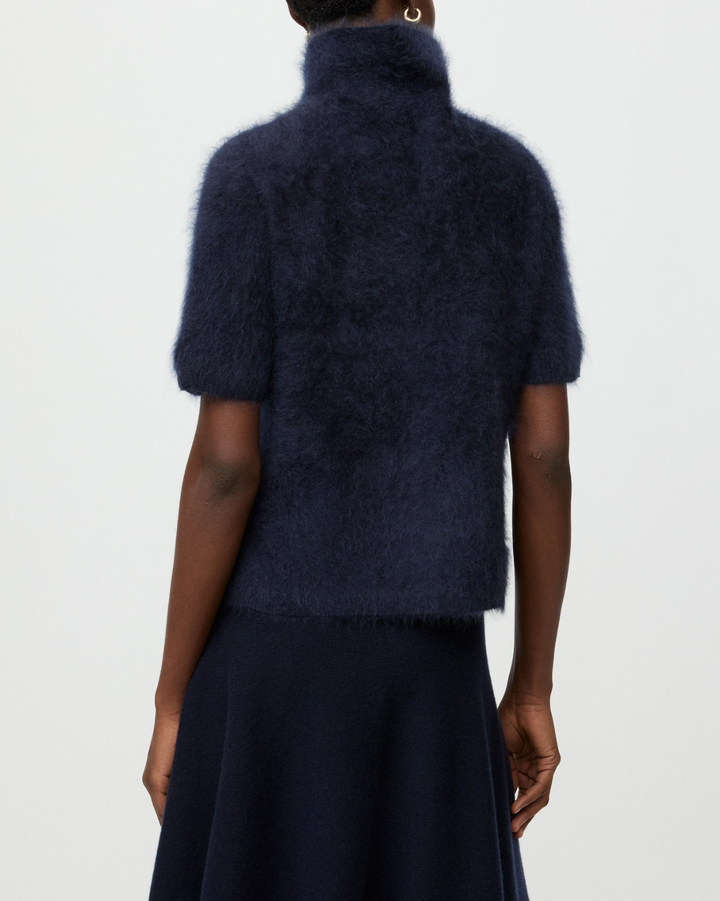 Brushed Short Sleeve Turtleneck | Navy
