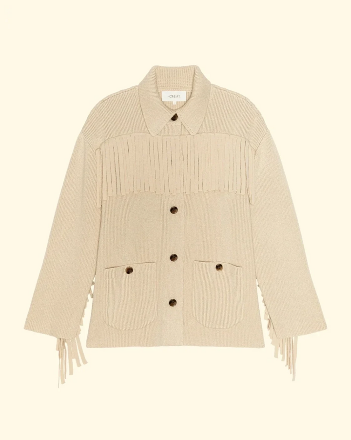 The Western Fringe Sweater Jacket | Natural